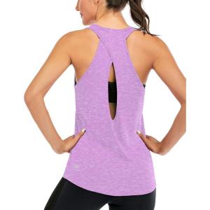 image:imageICTIVE Womens Cross Backless Workout Tops for Women Racerback Tank Tops Open Back Running Muscle Tank Yoga ShirtsLight Purple