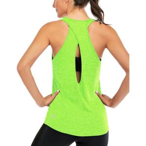 image:imageICTIVE Womens Cross Backless Workout Tops for Women Racerback Tank Tops Open Back Running Muscle Tank Yoga ShirtsNeon Green