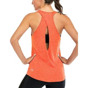 image:imageICTIVE Womens Cross Backless Workout Tops for Women Racerback Tank Tops Open Back Running Muscle Tank Yoga ShirtsNeon Orange
