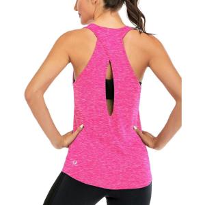 image:imageICTIVE Womens Cross Backless Workout Tops for Women Racerback Tank Tops Open Back Running Muscle Tank Yoga ShirtsRose
