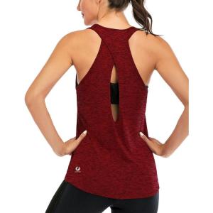 image:imageICTIVE Womens Cross Backless Workout Tops for Women Racerback Tank Tops Open Back Running Muscle Tank Yoga ShirtsWinered