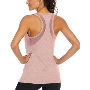 image:imageICTIVE Workout Tank Tops for Women Loose Fit Yoga Mesh Racerback Open Back Muscle ShirtsApricot