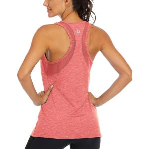 image:imageICTIVE Workout Tank Tops for Women Loose Fit Yoga Mesh Racerback Open Back Muscle ShirtsCoral