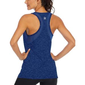 image:imageICTIVE Workout Tank Tops for Women Loose Fit Yoga Mesh Racerback Open Back Muscle ShirtsDark Blue