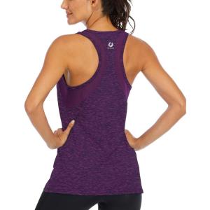 image:imageICTIVE Workout Tank Tops for Women Loose Fit Yoga Mesh Racerback Open Back Muscle ShirtsDark Purple