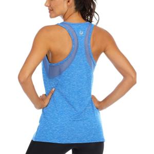 image:imageICTIVE Workout Tank Tops for Women Loose Fit Yoga Mesh Racerback Open Back Muscle ShirtsLight Blue