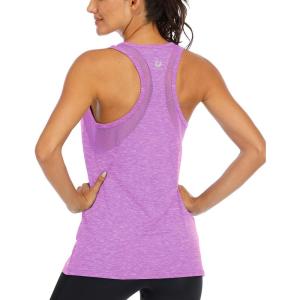 image:imageICTIVE Workout Tank Tops for Women Loose Fit Yoga Mesh Racerback Open Back Muscle ShirtsLight Purple