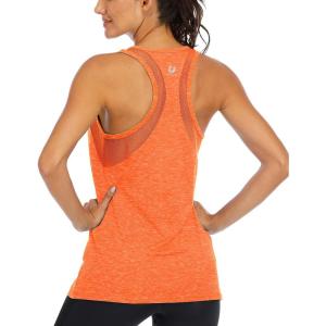 image:imageICTIVE Workout Tank Tops for Women Loose Fit Yoga Mesh Racerback Open Back Muscle ShirtsNeon Orange
