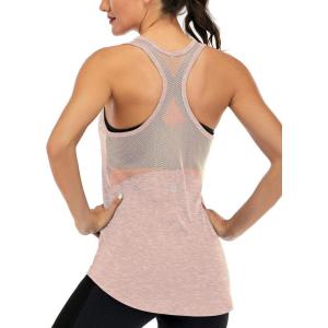 image:imageICTIVE Workout Tank Tops for Women Sleeveless Yoga Shirts for Women Mesh Racerback Muscle Tank TopsApricot