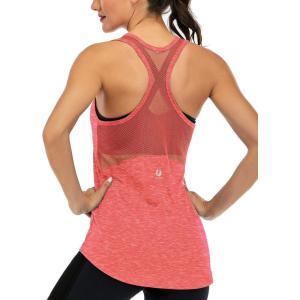 image:imageICTIVE Workout Tank Tops for Women Sleeveless Yoga Shirts for Women Mesh Racerback Muscle Tank TopsCoral