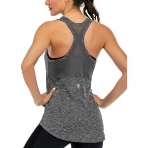 image:imageICTIVE Workout Tank Tops for Women Sleeveless Yoga Shirts for Women Mesh Racerback Muscle Tank TopsDark Gray