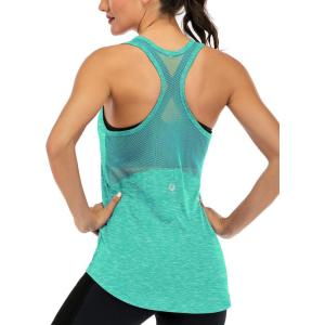 image:imageICTIVE Workout Tank Tops for Women Sleeveless Yoga Shirts for Women Mesh Racerback Muscle Tank TopsLight Green