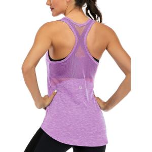 image:imageICTIVE Workout Tank Tops for Women Sleeveless Yoga Shirts for Women Mesh Racerback Muscle Tank TopsLight Purple