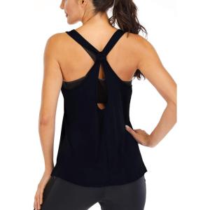 image:imageICTIVE Workout Tank Tops for Women Yoga Tops for Women Loose Fit Backless Muscle Racerback Summer Gym ShirtsBlack