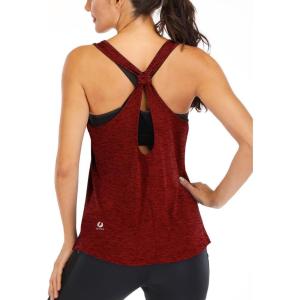 image:imageICTIVE Workout Tank Tops for Women Yoga Tops for Women Loose Fit Backless Muscle Racerback Summer Gym ShirtsBurgundy