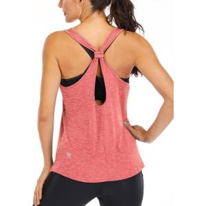image:imageICTIVE Workout Tank Tops for Women Yoga Tops for Women Loose Fit Backless Muscle Racerback Summer Gym ShirtsCoral