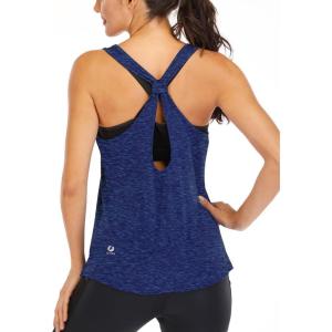 image:imageICTIVE Workout Tank Tops for Women Yoga Tops for Women Loose Fit Backless Muscle Racerback Summer Gym ShirtsDark Blue
