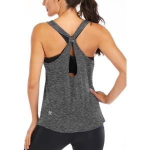 image:imageICTIVE Workout Tank Tops for Women Yoga Tops for Women Loose Fit Backless Muscle Racerback Summer Gym ShirtsDark Gray
