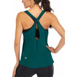 image:imageICTIVE Workout Tank Tops for Women Yoga Tops for Women Loose Fit Backless Muscle Racerback Summer Gym ShirtsDark Green