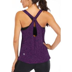 image:imageICTIVE Workout Tank Tops for Women Yoga Tops for Women Loose Fit Backless Muscle Racerback Summer Gym ShirtsDark Purple