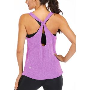 image:imageICTIVE Workout Tank Tops for Women Yoga Tops for Women Loose Fit Backless Muscle Racerback Summer Gym ShirtsLight Purple
