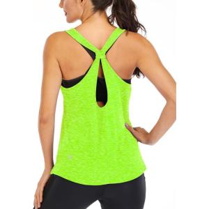 image:imageICTIVE Workout Tank Tops for Women Yoga Tops for Women Loose Fit Backless Muscle Racerback Summer Gym ShirtsNeon Green