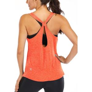 image:imageICTIVE Workout Tank Tops for Women Yoga Tops for Women Loose Fit Backless Muscle Racerback Summer Gym ShirtsNeon Orange