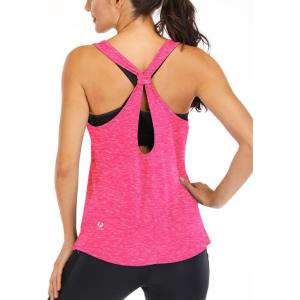image:imageICTIVE Workout Tank Tops for Women Yoga Tops for Women Loose Fit Backless Muscle Racerback Summer Gym ShirtsRose