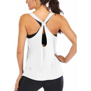 image:imageICTIVE Workout Tank Tops for Women Yoga Tops for Women Loose Fit Backless Muscle Racerback Summer Gym ShirtsWhite