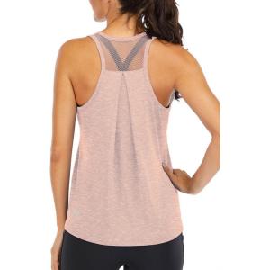 image:imageICTIVE Workout Tops for Women Loose Fit Racerback Mesh Backless Muscle Tank Running ShirtsApricot