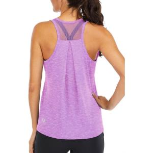 image:imageICTIVE Workout Tops for Women Loose Fit Racerback Mesh Backless Muscle Tank Running ShirtsLightpurple