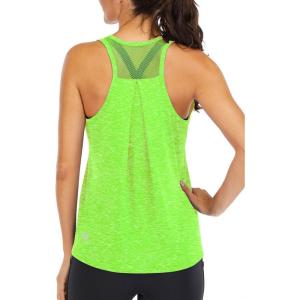 image:imageICTIVE Workout Tops for Women Loose Fit Racerback Mesh Backless Muscle Tank Running ShirtsNeon Green