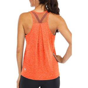 image:imageICTIVE Workout Tops for Women Loose Fit Racerback Mesh Backless Muscle Tank Running ShirtsNeon Orange