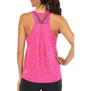 image:imageICTIVE Workout Tops for Women Loose Fit Racerback Mesh Backless Muscle Tank Running ShirtsRose