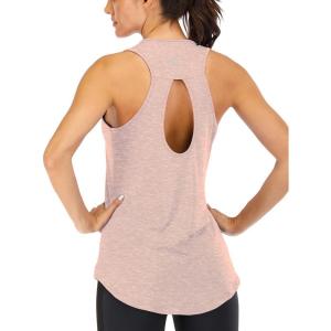 image:imageICTIVE Yoga Tops for Women Loose Fit Workout Tank Tops for Women Backless Sleeveless Keyhole Open Back Muscle TankApricot