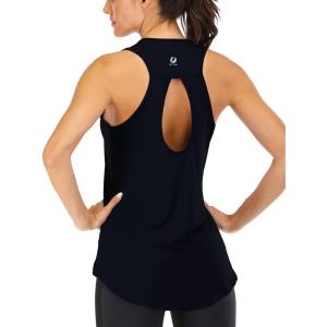 image:imageICTIVE Yoga Tops for Women Loose Fit Workout Tank Tops for Women Backless Sleeveless Keyhole Open Back Muscle TankBlack