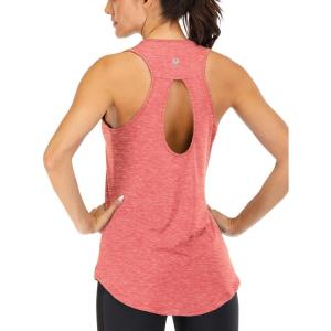 image:imageICTIVE Yoga Tops for Women Loose Fit Workout Tank Tops for Women Backless Sleeveless Keyhole Open Back Muscle TankCoral