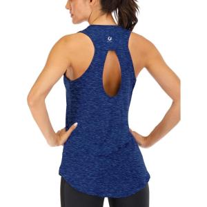 image:imageICTIVE Yoga Tops for Women Loose Fit Workout Tank Tops for Women Backless Sleeveless Keyhole Open Back Muscle TankDark Blue