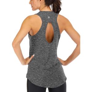image:imageICTIVE Yoga Tops for Women Loose Fit Workout Tank Tops for Women Backless Sleeveless Keyhole Open Back Muscle TankDark Gray