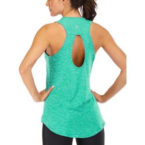 image:imageICTIVE Yoga Tops for Women Loose Fit Workout Tank Tops for Women Backless Sleeveless Keyhole Open Back Muscle TankLight Green