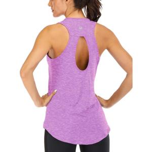 image:imageICTIVE Yoga Tops for Women Loose Fit Workout Tank Tops for Women Backless Sleeveless Keyhole Open Back Muscle TankLight Purple