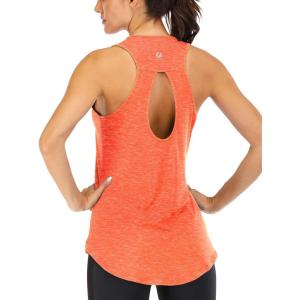 image:imageICTIVE Yoga Tops for Women Loose Fit Workout Tank Tops for Women Backless Sleeveless Keyhole Open Back Muscle TankNeon Orange