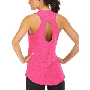 image:imageICTIVE Yoga Tops for Women Loose Fit Workout Tank Tops for Women Backless Sleeveless Keyhole Open Back Muscle TankRose