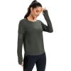 image:imageICTIVE Long Sleeve Workout Shirts for Women Loose Fit Workout Tops Running Shirts with Thumb HoleDark Gray