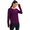 image:imageICTIVE Long Sleeve Workout Shirts for Women Loose Fit Workout Tops Running Shirts with Thumb HoleDark Purple