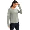 image:imageICTIVE Long Sleeve Workout Shirts for Women Loose Fit Workout Tops Running Shirts with Thumb HoleGray