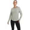 image:imageICTIVE Long Sleeve Workout Shirts for Women Loose Fit Workout Tops Running Shirts with Thumb HoleGray