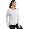 image:imageICTIVE Long Sleeve Workout Shirts for Women Loose Fit Workout Tops Running Shirts with Thumb HoleWhite