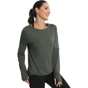 image:imageICTIVE Long Sleeve Workout Shirts for Women Loose Fit Workout Tops Running Shirts with Thumb HoleDark Gray