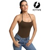 image:imageFihapyli ICTIVE Women Sexy Halter Neck One Piece Thong Adjustable Strap Sleeveless Cami Bodysuit TopCoffee